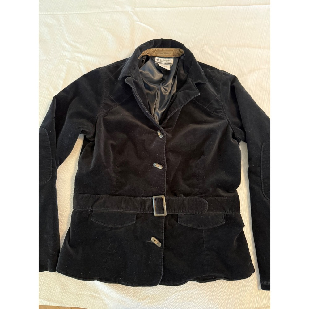 Columbia River Resort Black velvet Belted‎ Blazer Jacket Women Small HL7115